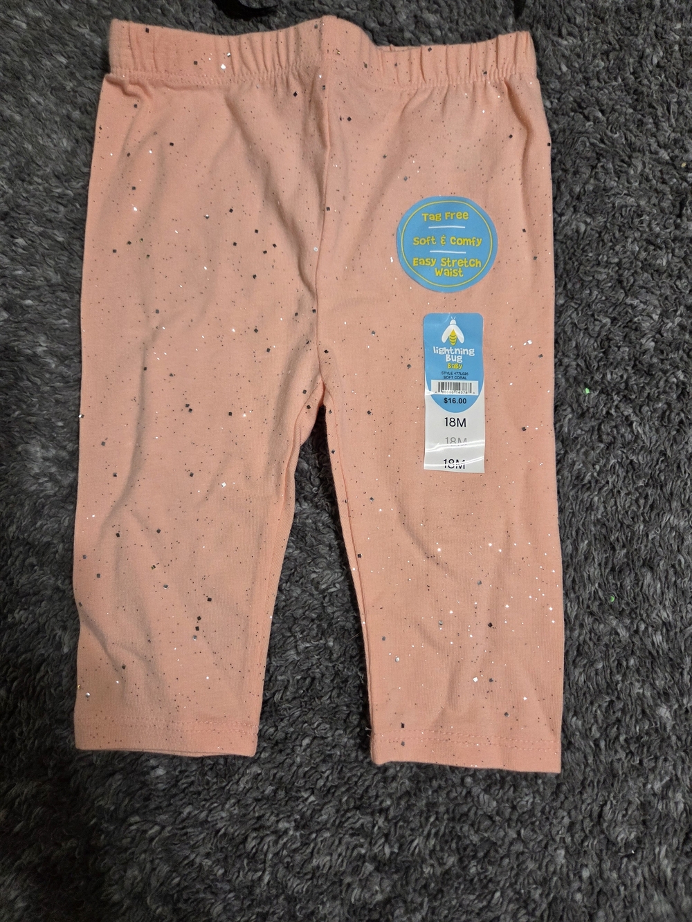 Baby/Toddler Peach Glitter Leggings - 18M